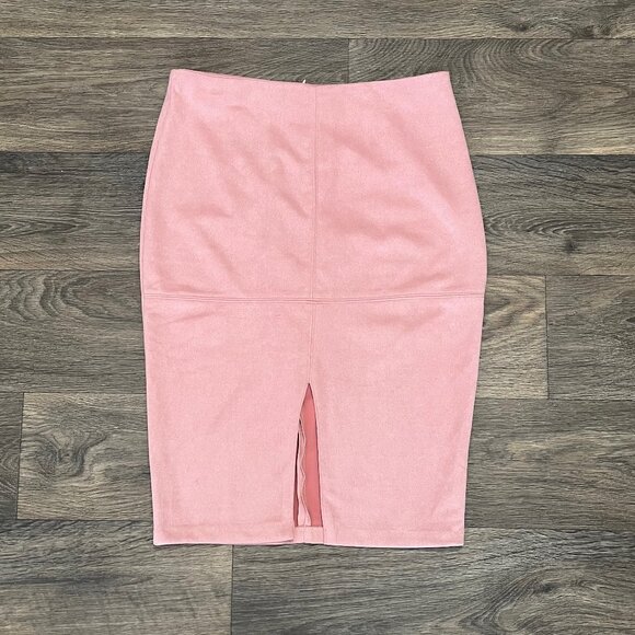 Lulu's Total Allure Blush Pink Vegan Suede Pencil Skirt Size Large - Picture 5 of 7